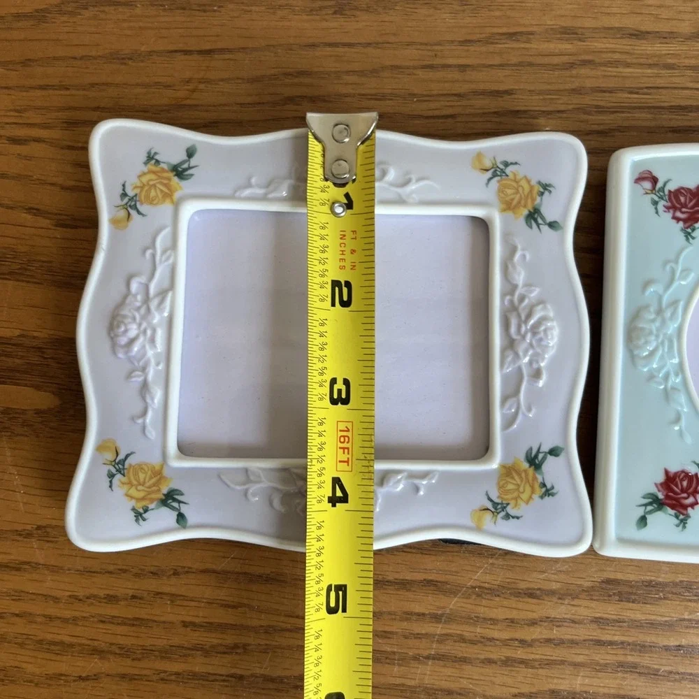 Avon Picture Frames Set Of 2 Porcelain Floral Cottagecore Shabby Chic NEW